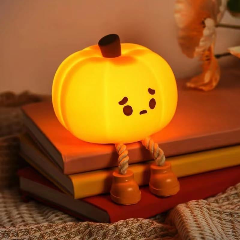 Mini LED Halloween Pumpkin Night Light – Rechargeable, 3-Level Dimmable Touch Lamp