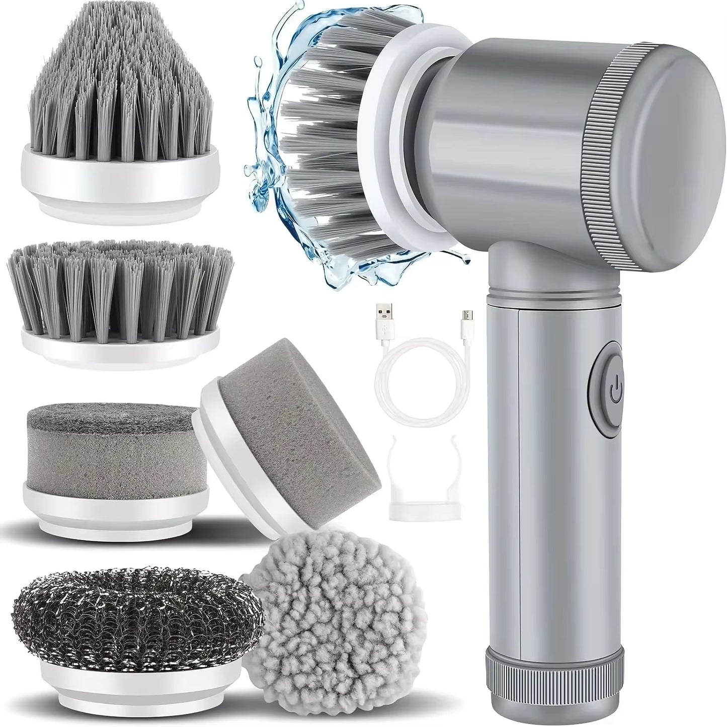 Electric Spin Scrubber – Cordless Cleaning Brush with 6 Replaceable Heads