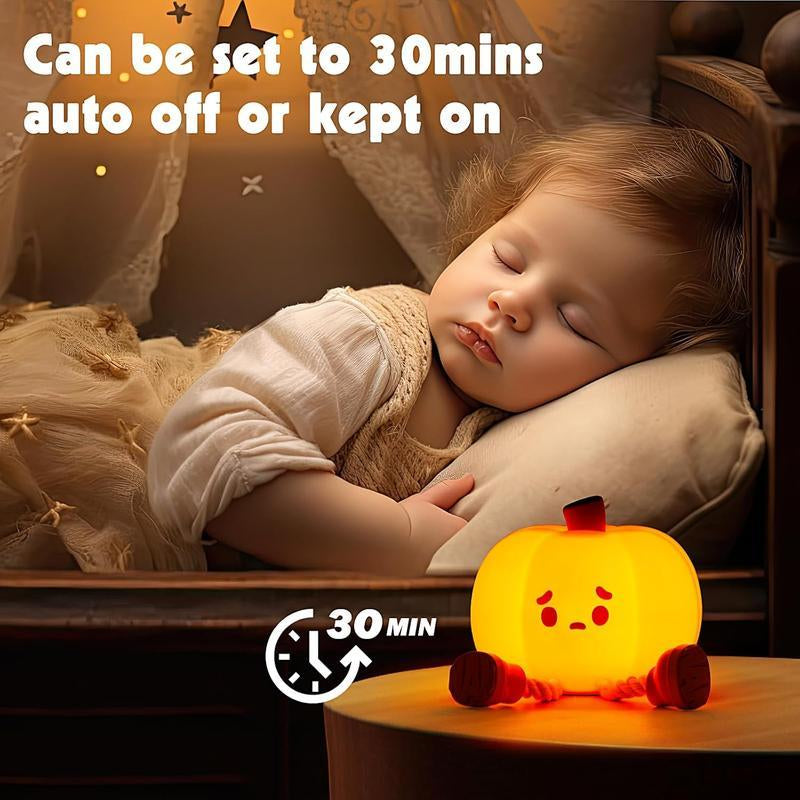 Mini LED Halloween Pumpkin Night Light – Rechargeable, 3-Level Dimmable Touch Lamp