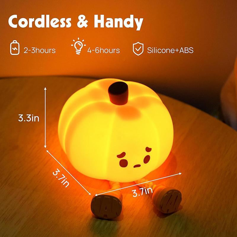 Mini LED Halloween Pumpkin Night Light – Rechargeable, 3-Level Dimmable Touch Lamp