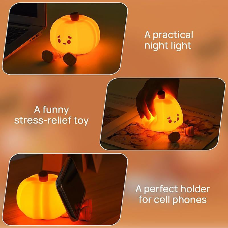 Mini LED Halloween Pumpkin Night Light – Rechargeable, 3-Level Dimmable Touch Lamp