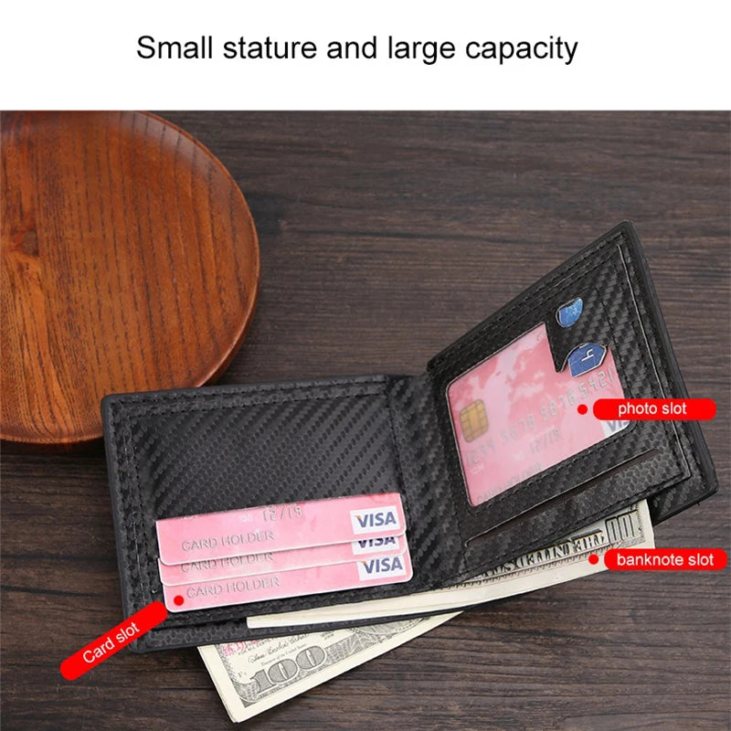 Black Large Capacity Wallet with Multiple Card Slots Simple Wallet Two Fold Men'S Wallet Thin Male Credit Card Holder