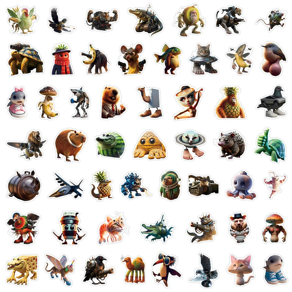100PCS Funny Meme Abstract Animal Stickers