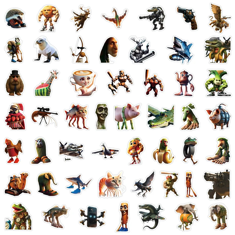 100PCS Funny Meme Abstract Animal Stickers