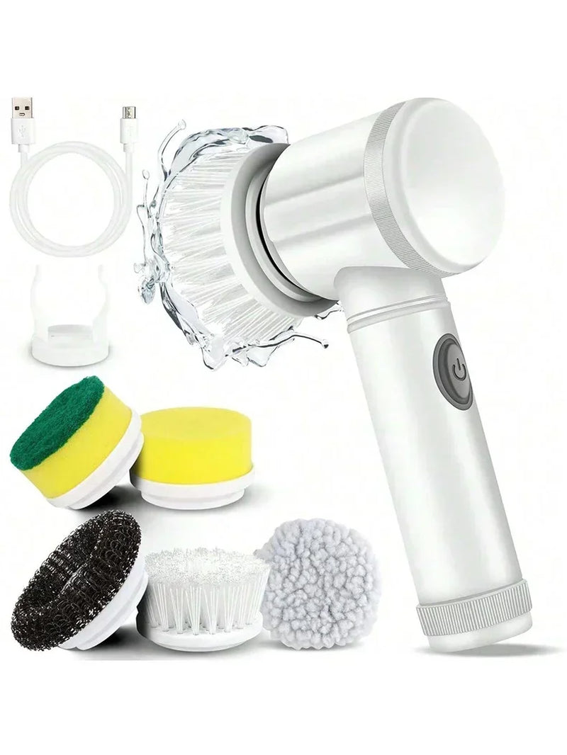 Electric Spin Scrubber – Cordless Cleaning Brush with 5 Replaceable Heads