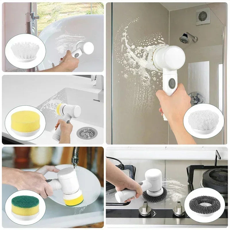 Electric Spin Scrubber – Cordless Cleaning Brush with 5 Replaceable Heads
