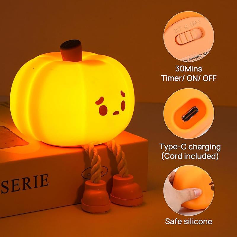 Mini LED Halloween Pumpkin Night Light – Rechargeable, 3-Level Dimmable Touch Lamp