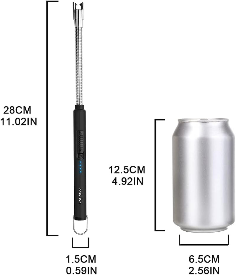 Rechargeable USB Electric Arc Lighter – Windproof Plasma Candle & BBQ Lighter (Black)