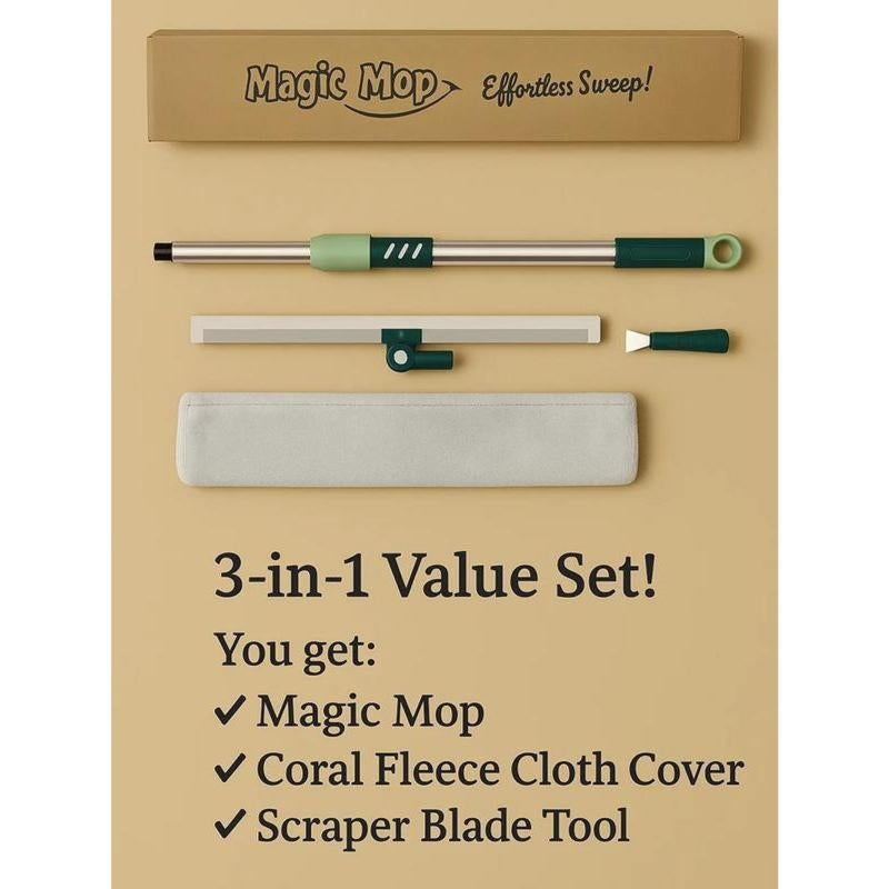 3-in-1 Multifunctional Mop & Squeegee – Pet Hair, Liquids, Dirt, and Dust Cleaner for All Surfaces