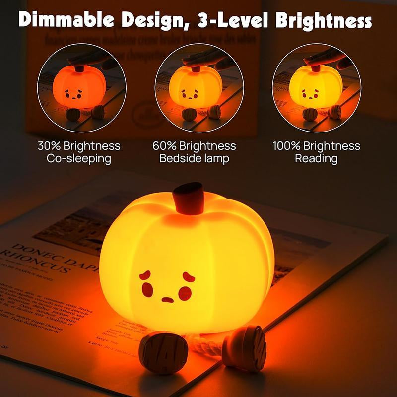 Mini LED Halloween Pumpkin Night Light – Rechargeable, 3-Level Dimmable Touch Lamp