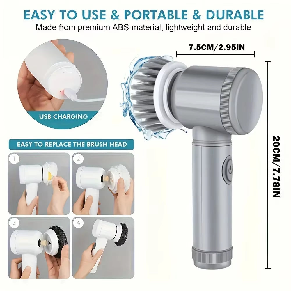 Electric Spin Scrubber – Cordless Cleaning Brush with 6 Replaceable Heads