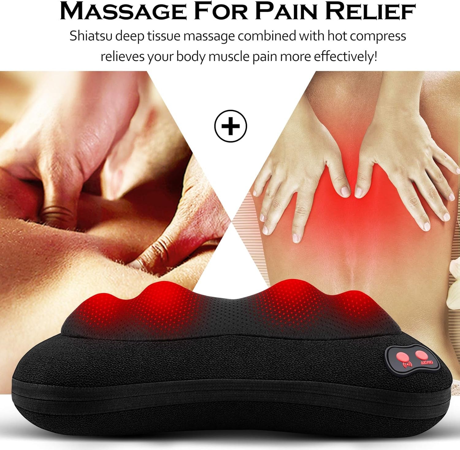 Shiatsu Back & Neck Massager with Heat – Deep Tissue Kneading Pillow for Pain Relief, Shoulders, Legs & More
