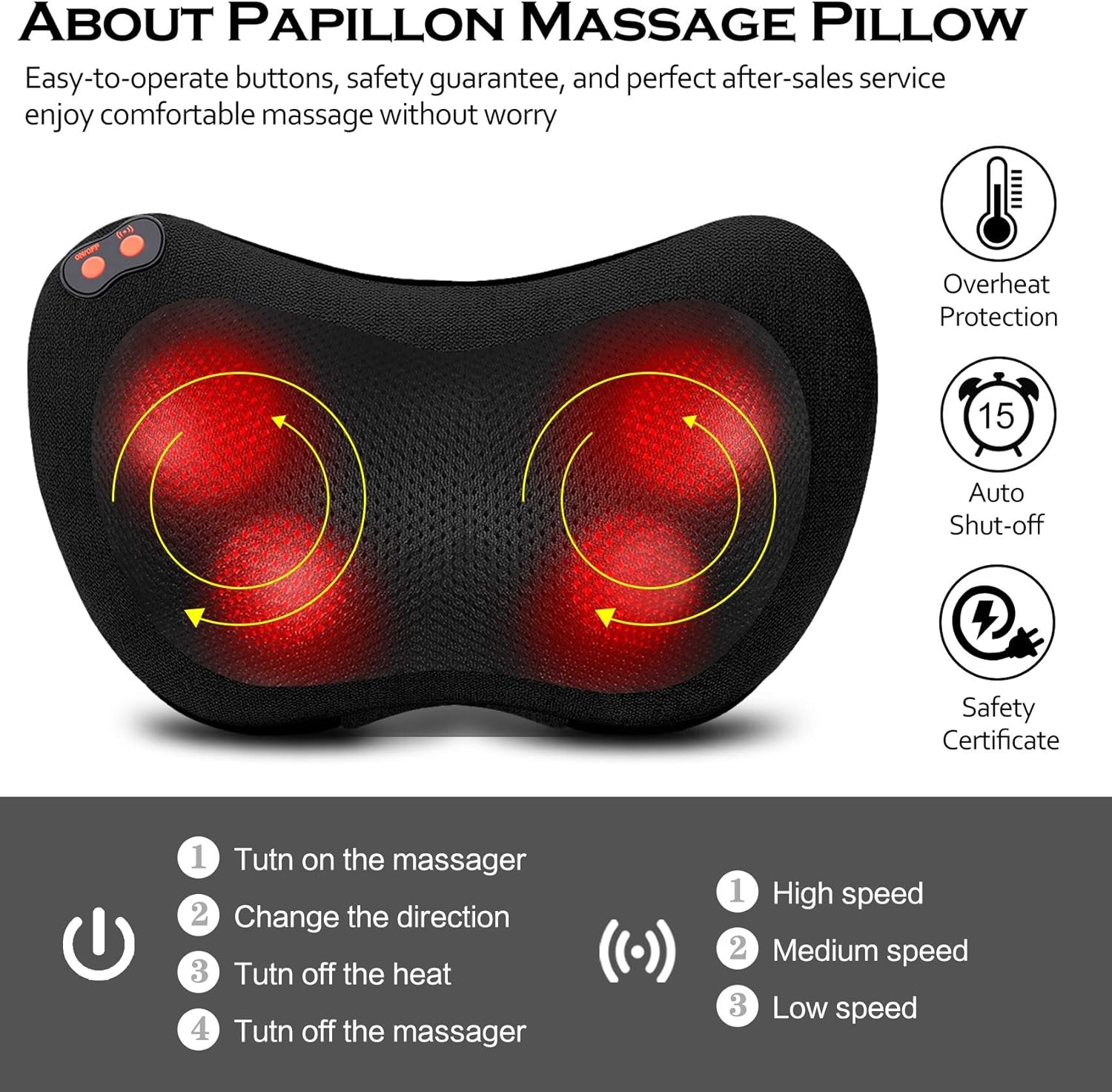 Shiatsu Back & Neck Massager with Heat – Deep Tissue Kneading Pillow for Pain Relief, Shoulders, Legs & More
