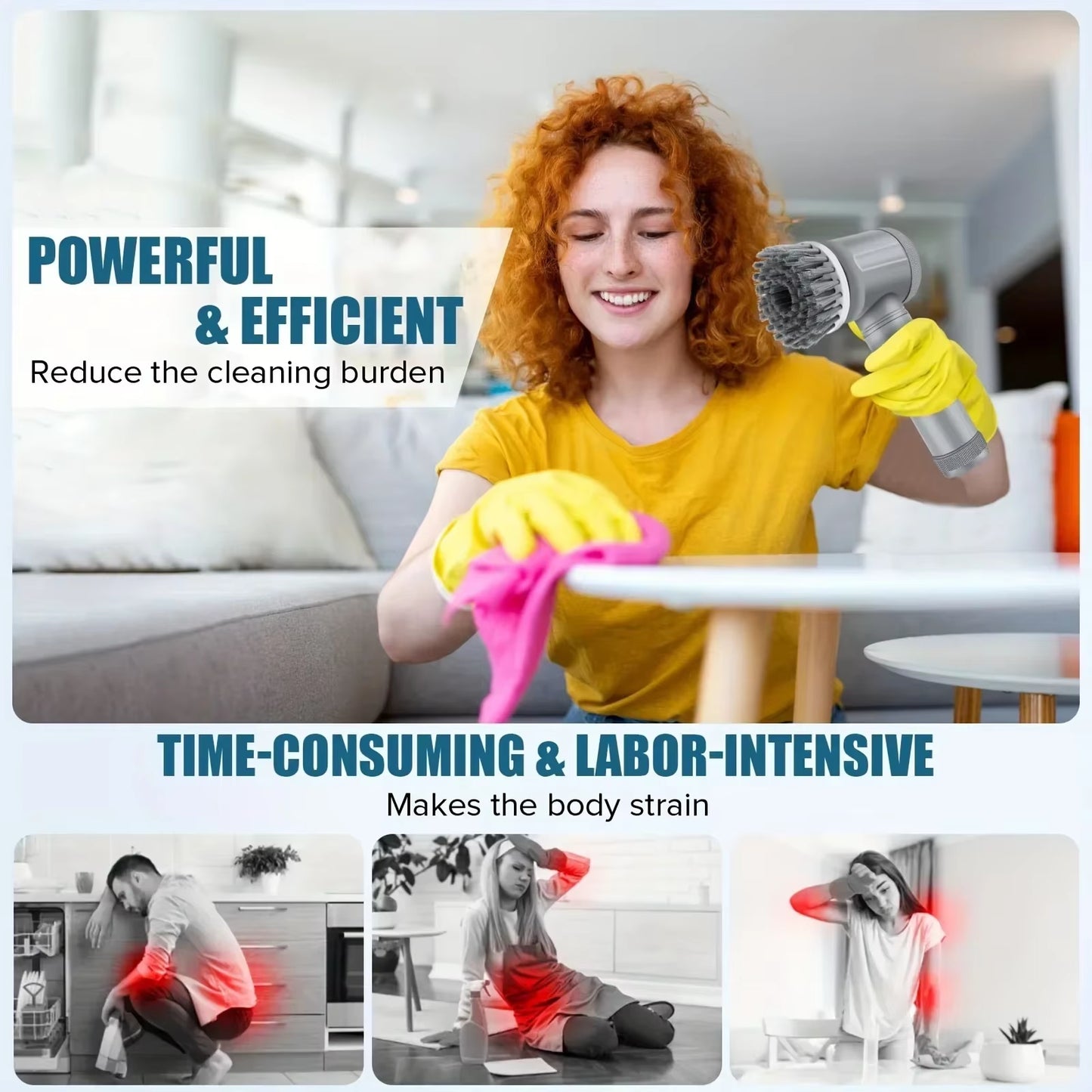 Electric Spin Scrubber – Cordless Cleaning Brush with 6 Replaceable Heads