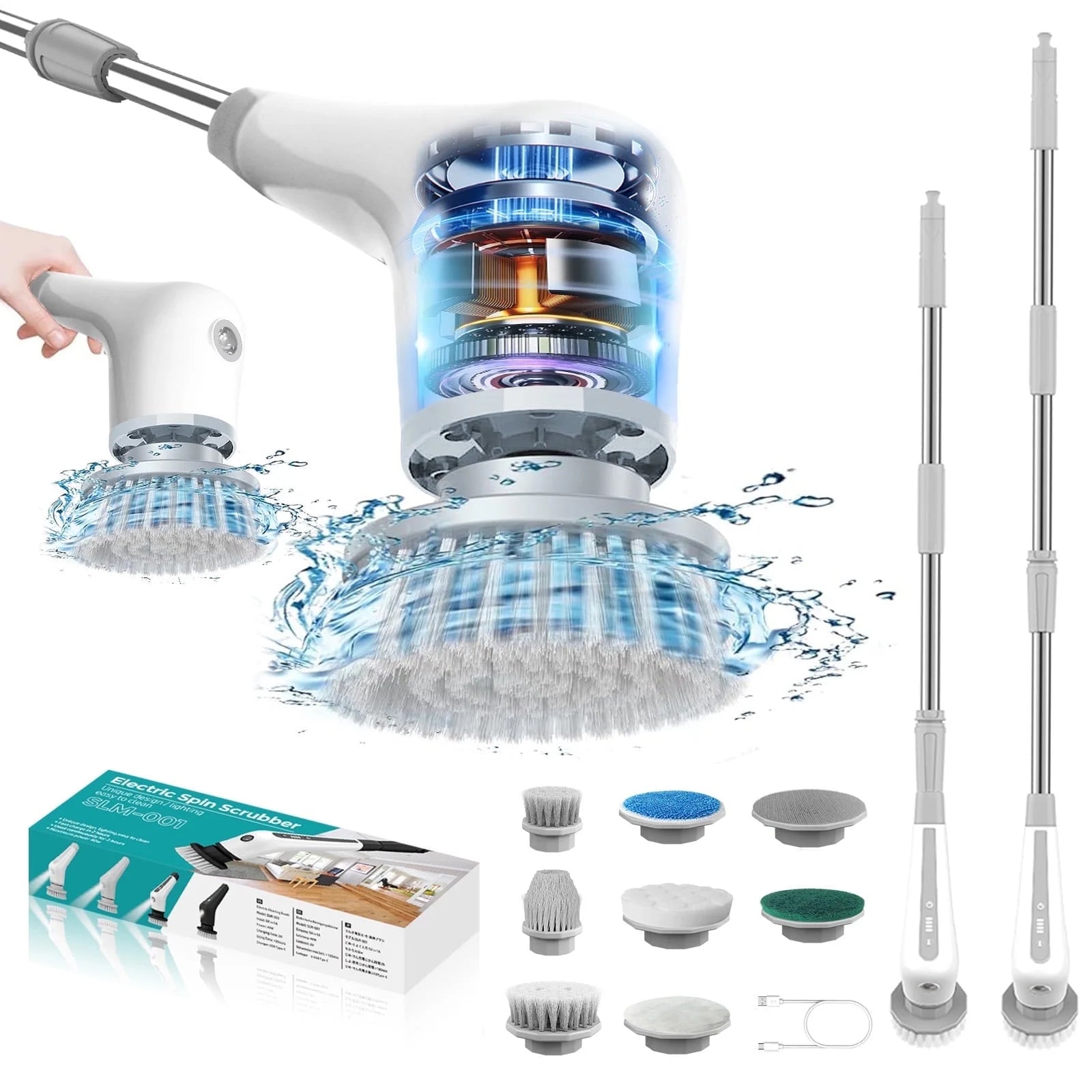 Electric Spin Scrubber – Cordless Shower & Floor Cleaner with 48" Extendable Handle