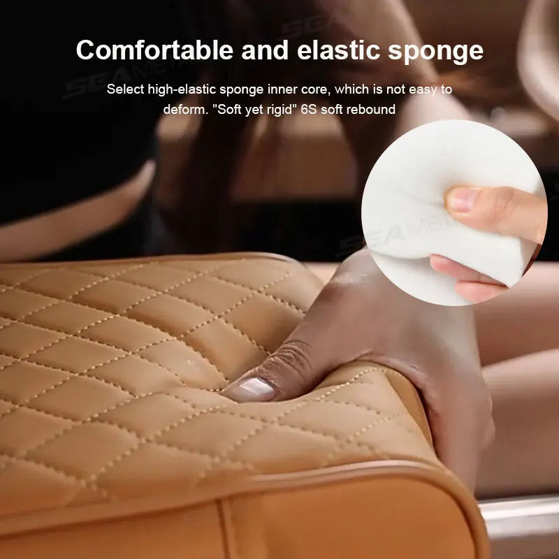 Auto Center Console Armrest Cushion with 2 Cup Holders – Heightening Pad & Pillow Cover for All Seasons