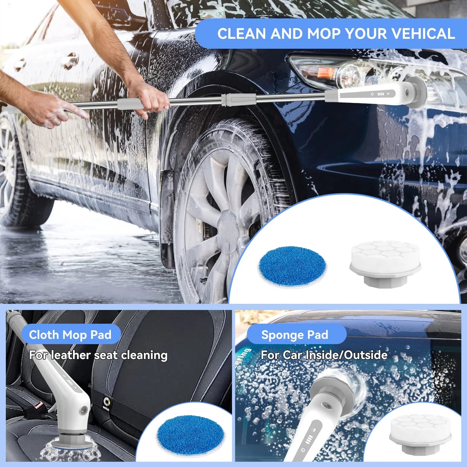 Electric Spin Scrubber – Cordless Shower & Floor Cleaner with 48" Extendable Handle