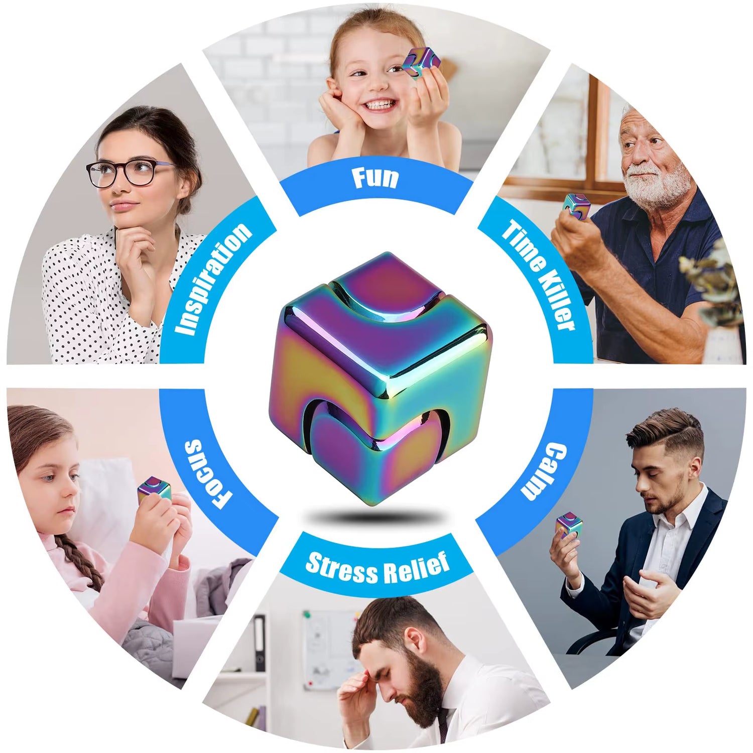 Metal Cube Spinner Fidget Toy – 3D Puzzle Gyro Gear Stress Relief Spinner for Kids & Adults