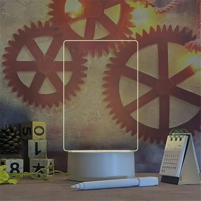 LED Message Board Night Light – USB Acrylic Lamp with Erasable Writing Surface