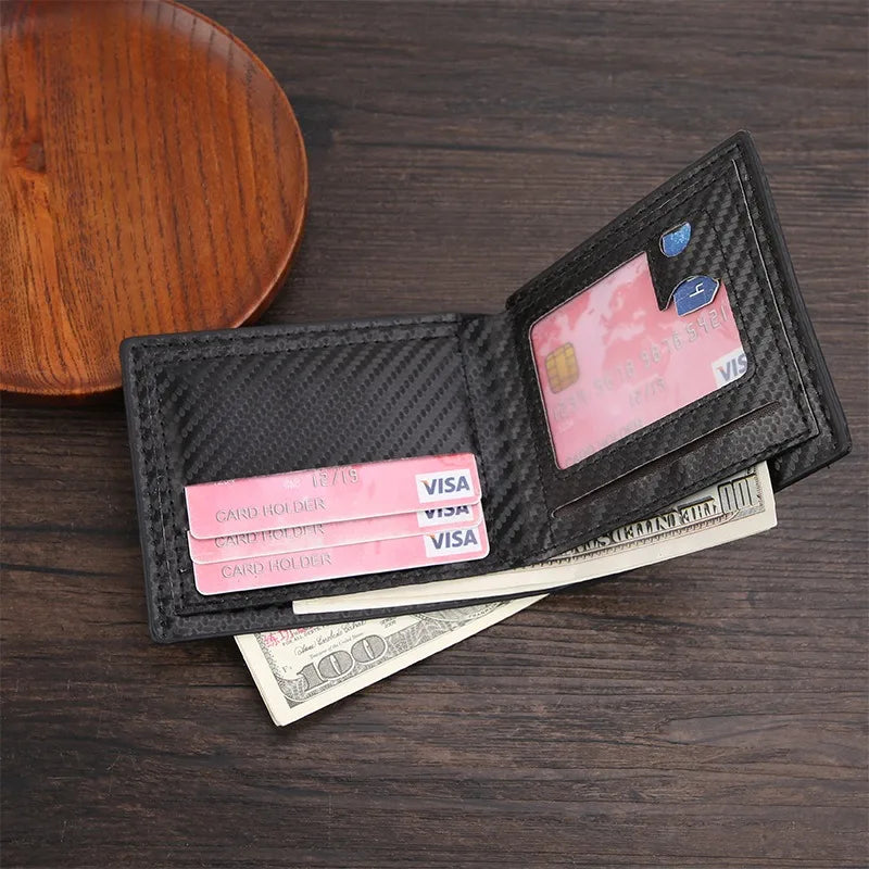 Black Large Capacity Wallet with Multiple Card Slots Simple Wallet Two Fold Men'S Wallet Thin Male Credit Card Holder
