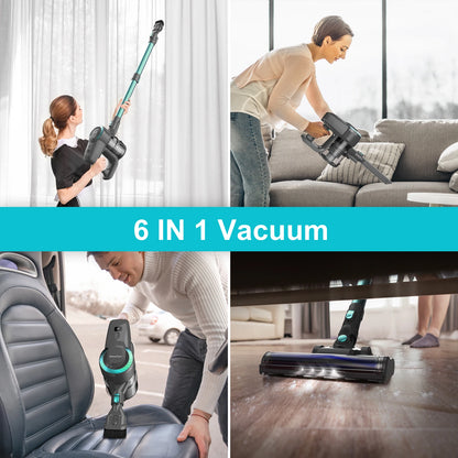 YISORA N300 Cordless Stick Vacuum – 20Kpa Ultra-Lightweight Vacuum for Carpet, Hard Floors & Pet Hair