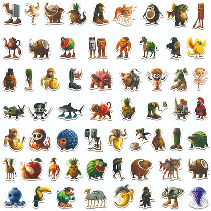 10/30/60pcs Brainrot Meme Animal Stickers – Funny Cartoon Waterproof Decals for Laptop, Phone, Car & More