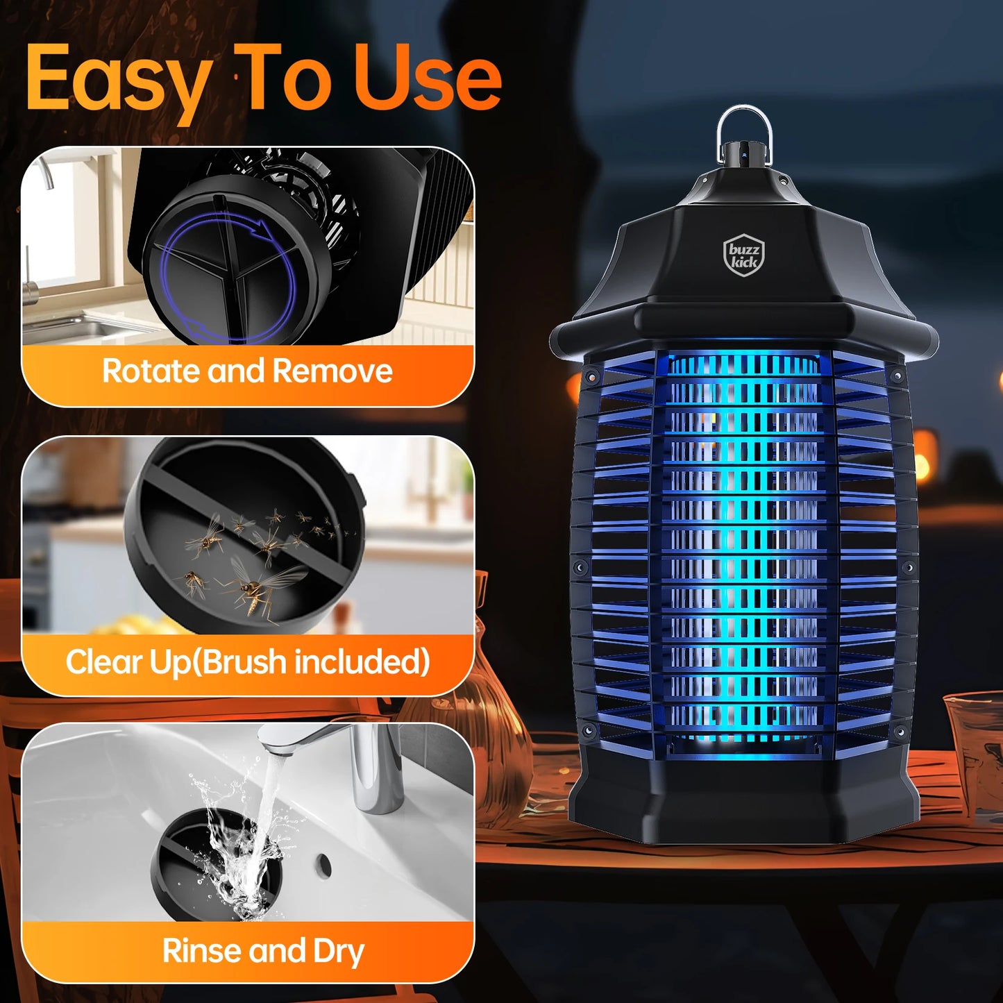 Electric Bug Zapper – Indoor & Outdoor Insect Killer, Waterproof Mosquito & Fly Trap