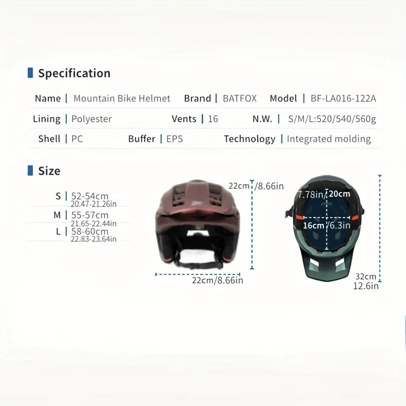 Mountain Bike Helmet – 3/4 Enduro Cycling Helmet for Men & Women