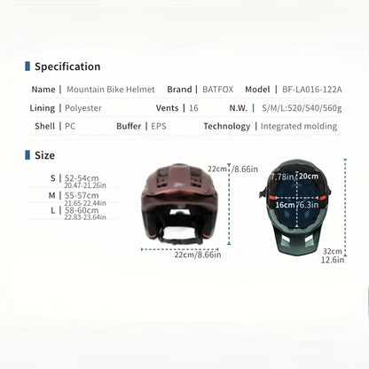 Mountain Bike Helmet – 3/4 Enduro Cycling Helmet for Men & Women