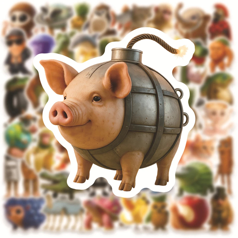 10/30/60pcs Brainrot Meme Animal Stickers – Funny Cartoon Waterproof Decals for Laptop, Phone, Car & More