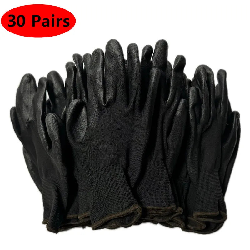 10/30 Pair Logo Free Polyurethane Gloves Safety Work Gloves Repair Gloves Palm Coated Gloves Carpenter Repairman Supplies