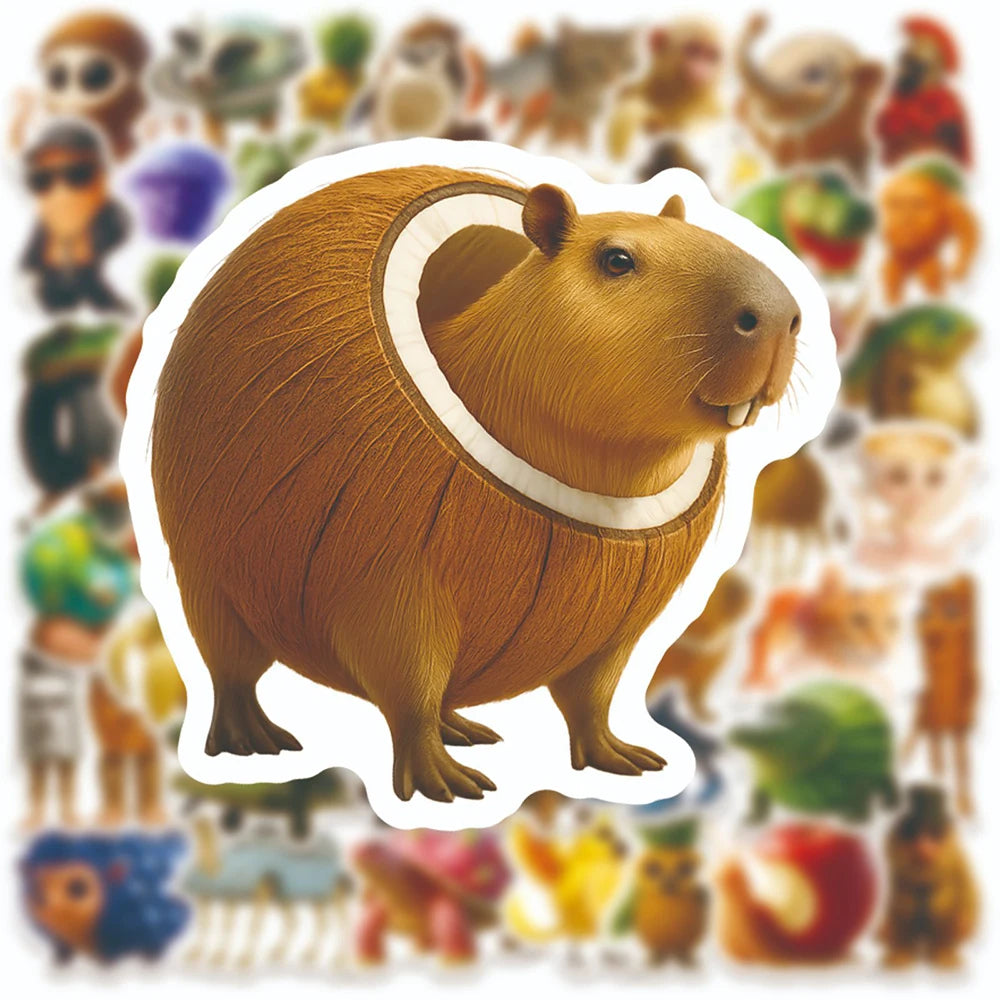 10/30/60pcs Brainrot Meme Animal Stickers – Funny Cartoon Waterproof Decals for Laptop, Phone, Car & More