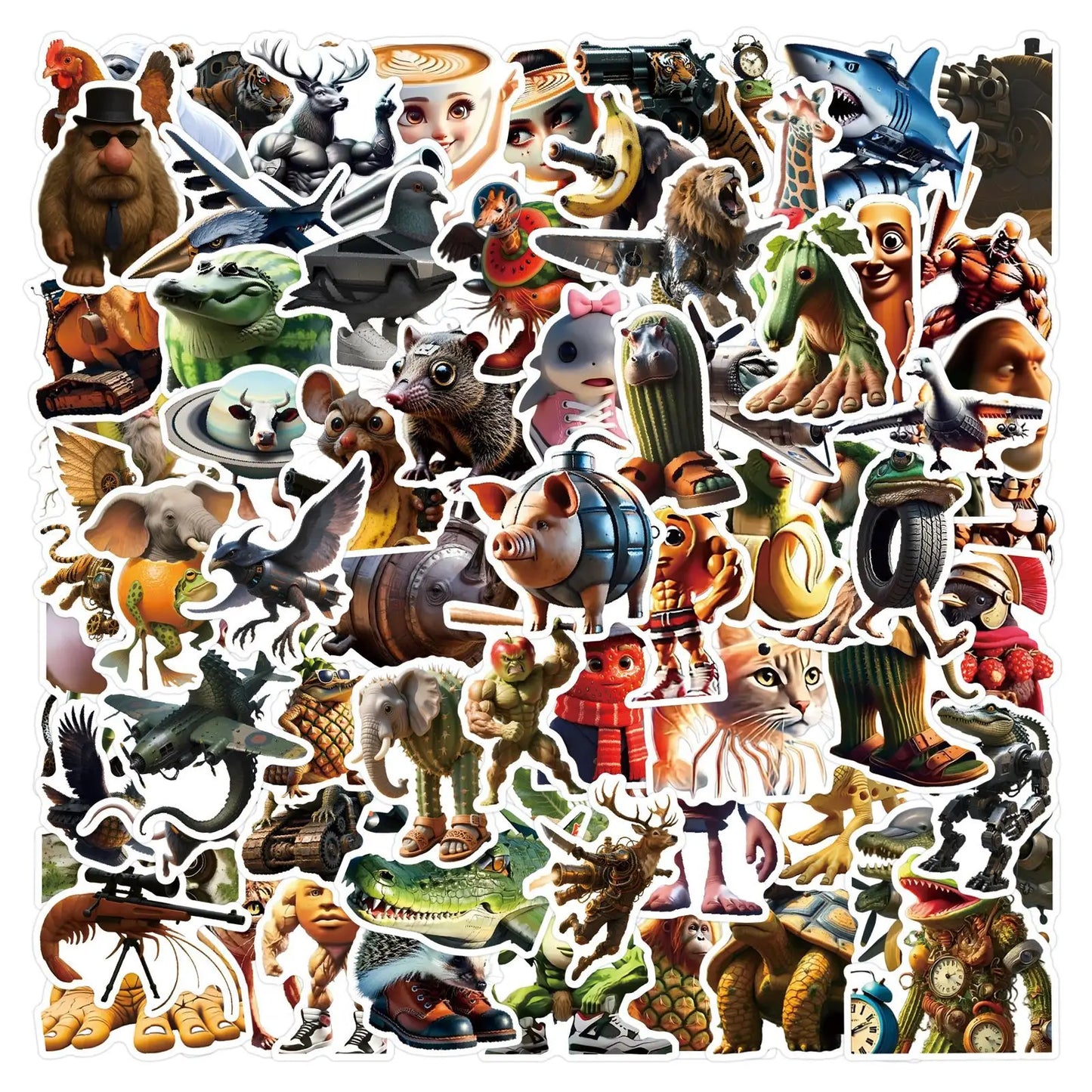 100PCS Funny Meme Abstract Animal Stickers