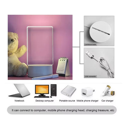 LED Message Board Night Light – USB Acrylic Lamp with Erasable Writing Surface