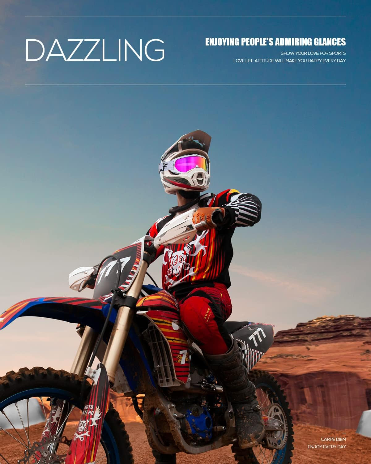 Motocross & ATV Riding Goggles – UV400 Dust-Proof, Anti-Slip Strap