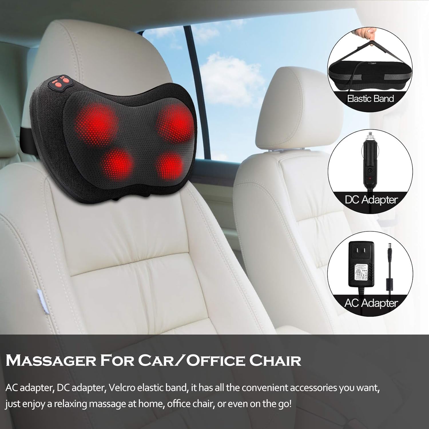 Shiatsu Back & Neck Massager with Heat – Deep Tissue Kneading Pillow for Pain Relief, Shoulders, Legs & More