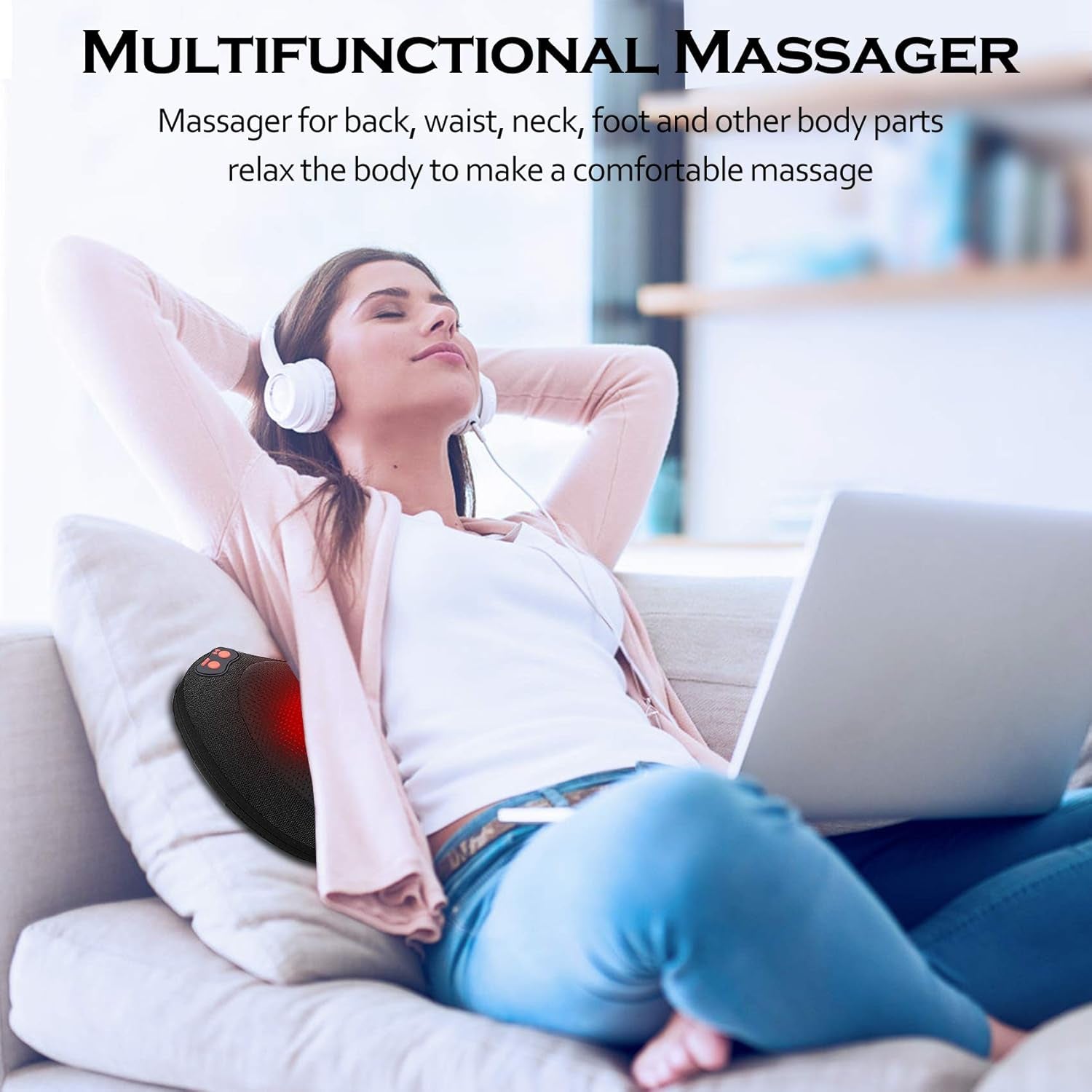 Shiatsu Back & Neck Massager with Heat – Deep Tissue Kneading Pillow for Pain Relief, Shoulders, Legs & More