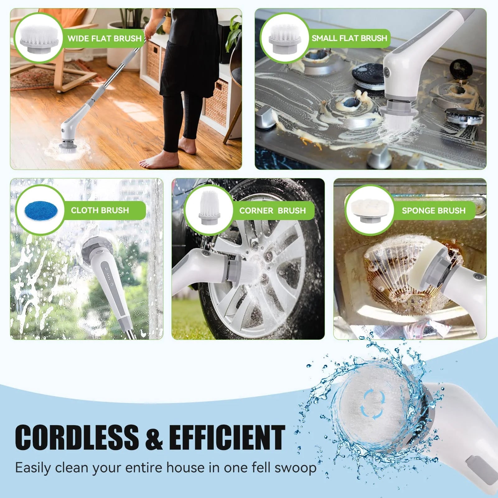 Electric Spin Scrubber – Cordless Shower & Floor Cleaner with 48" Extendable Handle